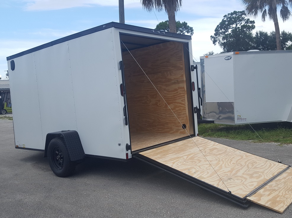 Diamond Cargo 6x12 SA Trailer - Embossed White, Ramp, Side Door, Extra Height, Blackout - Image 4