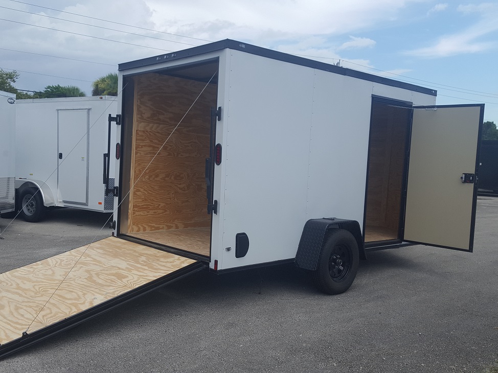Diamond Cargo 6x12 SA Trailer - Embossed White, Ramp, Side Door, Extra Height, Blackout - Image 8