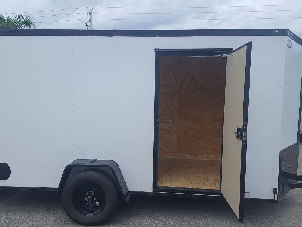 Diamond Cargo 6x12 SA Trailer - Embossed White, Ramp, Side Door, Extra Height, Blackout - Image 10