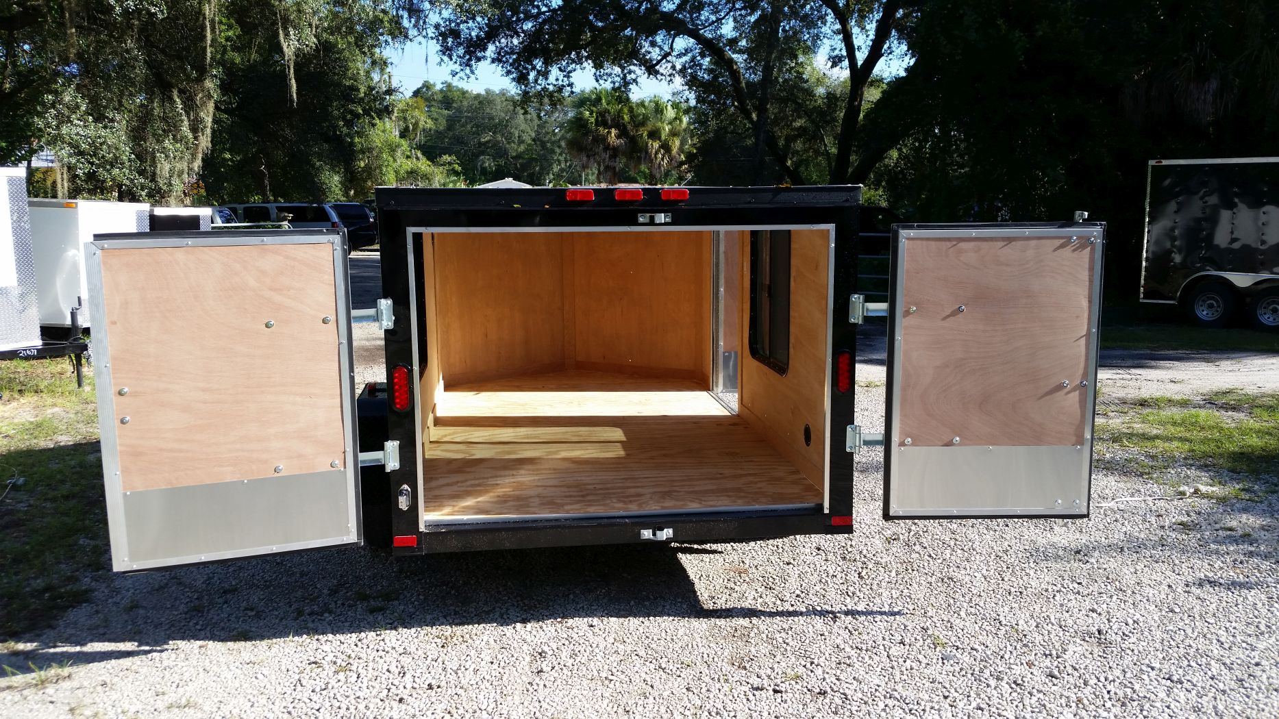 6x10 Sa Trailer Black Double Doors Side Door Reduced Height