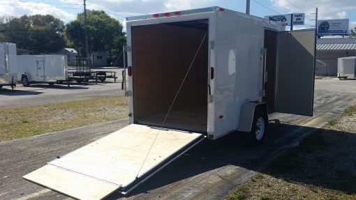 6x10 SA Trailer - White, Ramp, Side Door, Extra Height