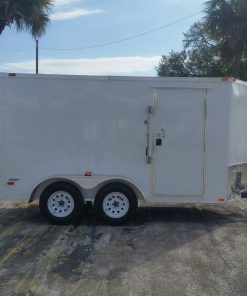 6x12 TA Trailer - White, Double Barn Doors, Side Door, Extra Height
