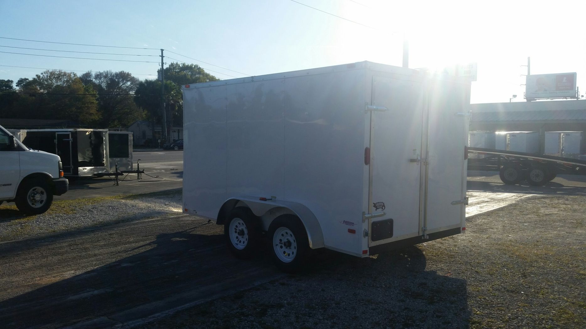 7x12 Ta Trailer White Double Doors Side Door Extra Height