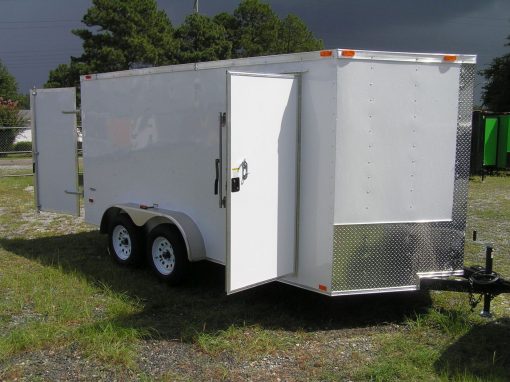 7x14 TA Trailer - White, Double Doors, Side Door, Extra Height