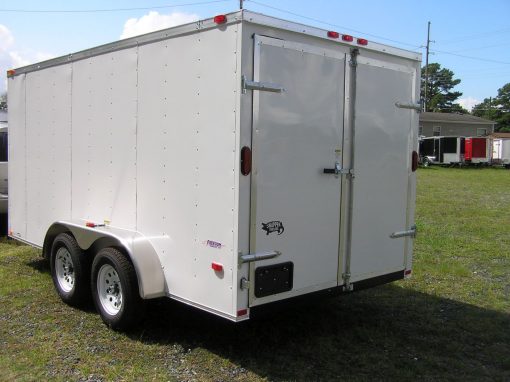 7x14 TA Trailer - White, Double Doors, Side Door, Extra Height