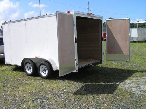 7x14 TA Trailer - White, Double Doors, Side Door, Extra Height