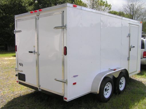 7x14 TA Trailer - White, Double Doors, Side Door, Extra Height