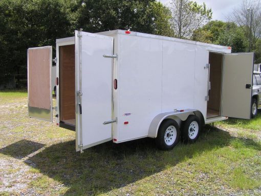 7x14 TA Trailer - White, Double Doors, Side Door, Extra Height