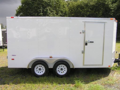 7x14 TA Trailer - White, Double Doors, Side Door, Extra Height