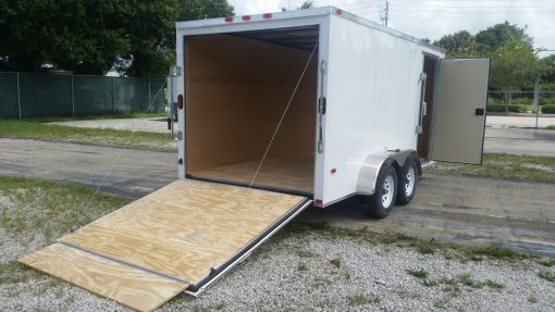 7x14 TA Trailer - White, Ramp, Side Door, Extra Height