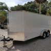7x16 TA Trailer - White, Double Doors, Side Door, Extra Height