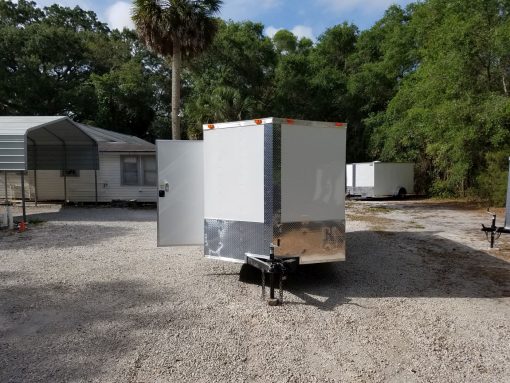 7x16 TA Trailer - White, Double Doors, Side Door, Extra Height