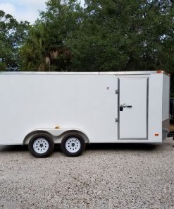 7x16 TA Trailer - White, Double Doors, Side Door, Extra Height