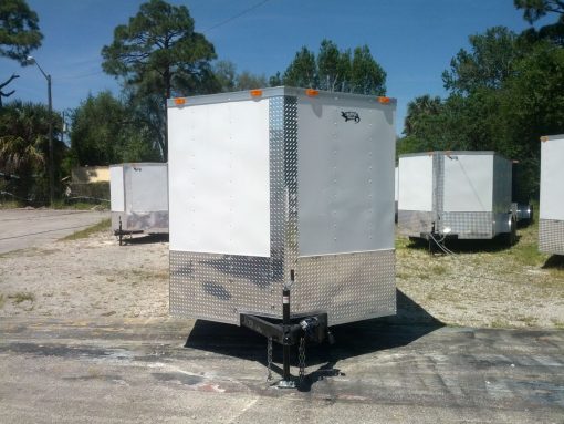 7x16 TA Trailer - White, Ramp, Side Door, Extra Height