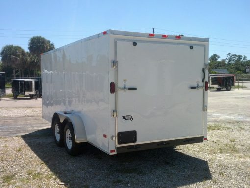 7x16 TA Trailer - White, Ramp, Side Door, Extra Height