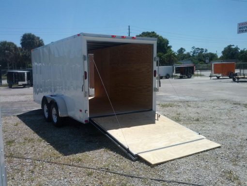 7x16 TA Trailer - White, Ramp, Side Door, Extra Height