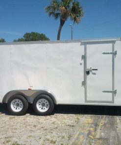 7x16 TA Trailer - White, Ramp, Side Door, Extra Height