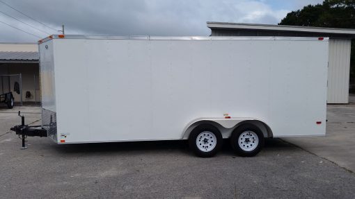 7x18 TA Trailer - White, Ramp, Side Door, Extra Height