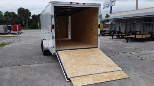 7x18 TA Trailer - White, Ramp, Side Door, Extra Height