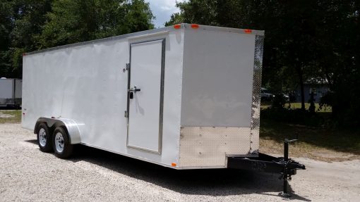 7x20 TA Trailer - White, Ramp, Side Door, Extra Height