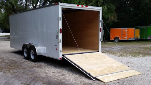 7x20 TA Trailer - White, Ramp, Side Door, Extra Height