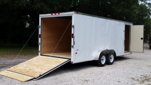 7x20 TA Trailer - White, Ramp, Side Door, Extra Height