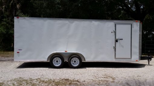 7x20 TA Trailer - White, Ramp, Side Door, Extra Height