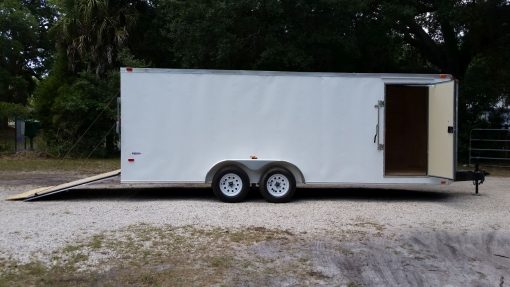 7x20 TA Trailer - White, Ramp, Side Door, Extra Height