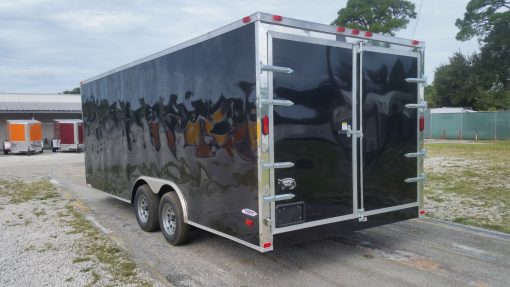 8.5x20 TA Trailer - Black, Double Barn Doors, Side Door, D-Rings