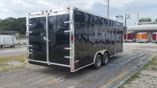 8.5x20 TA Trailer - Black, Double Barn Doors, Side Door, D-Rings