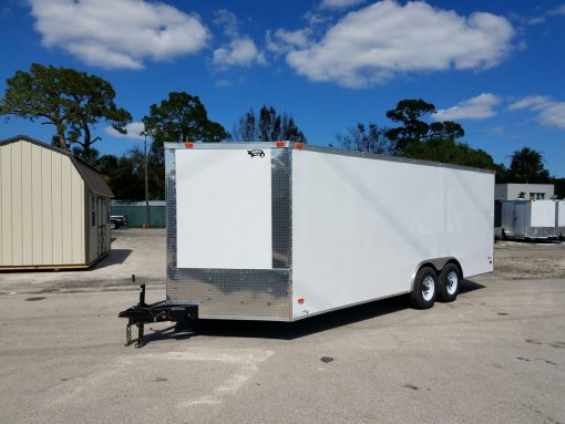 8.5x20 TA Trailer - White, Ramp, Side Door, 5K Axles, D-Rings