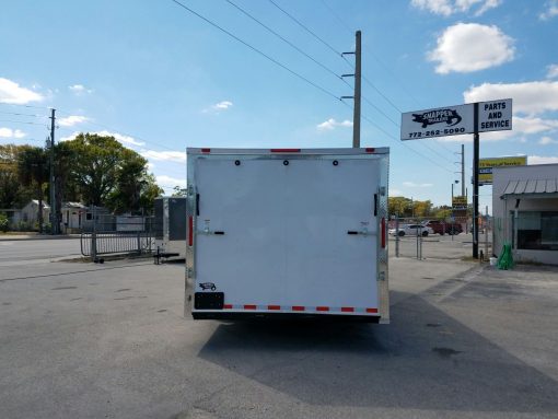 8.5x20 TA Trailer - White, Ramp, Side Door, 5K Axles, D-Rings