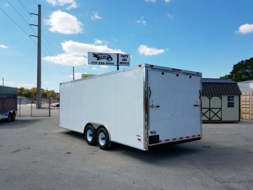 8.5x20 TA Trailer - White, Ramp, Side Door, 5K Axles, D-Rings