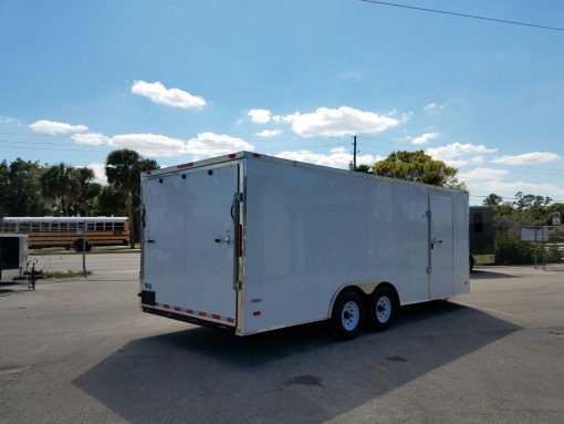 8.5x20 TA Trailer - White, Ramp, Side Door, 5K Axles, D-Rings