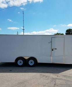 8.5x20 TA Trailer - White, Ramp, Side Door, 5K Axles, D-Rings