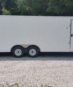 8.5x24 TA Trailer - White, Ramp, Side Door, 5K Axles, D-Rings