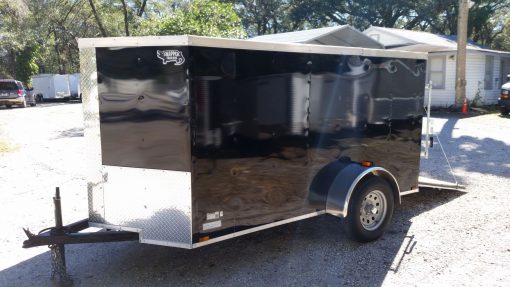 5x10 SA Trailer - Black, Ramp, Side Door