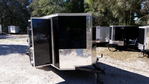 5x10 SA Trailer - Black, Ramp, Side Door