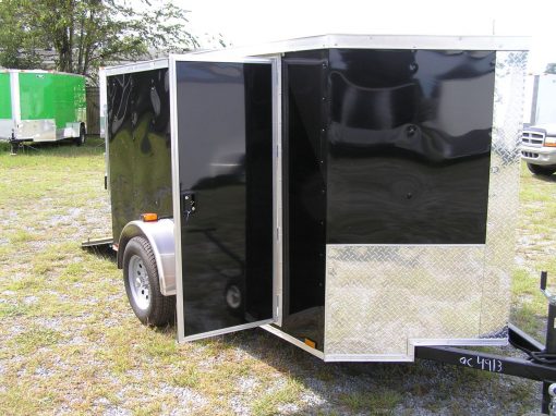 5x10 SA Trailer - Black, Ramp, Side Door, Roof Vent