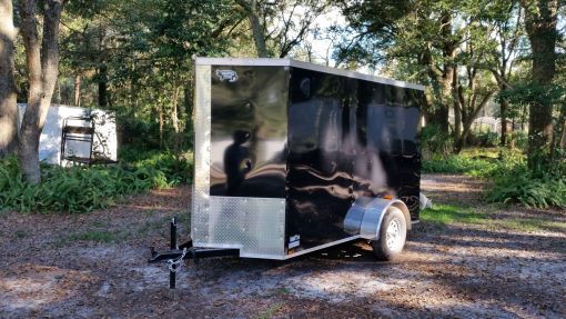 5x10 SA Trailer - Black, Ramp, Side Door, Side Vents, Extra Height