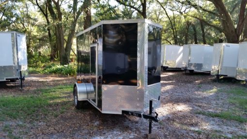 5x10 SA Trailer - Black, Ramp, Side Door, Side Vents, Extra Height