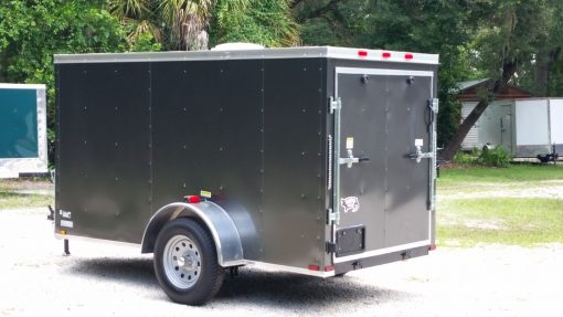 5x10 SA Trailer - Charcoal Grey, Ramp, Side Door, Roof Vent