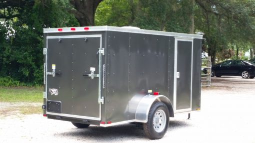 5x10 SA Trailer - Charcoal Grey, Ramp, Side Door, Roof Vent