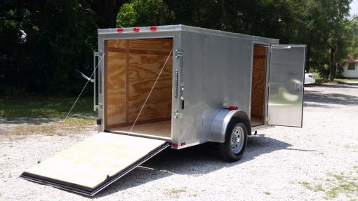5x10 SA Trailer - Silver Frost, Ramp, Side Door, Roof Vent