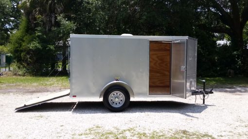 5x10 SA Trailer - Silver Frost, Ramp, Side Door, Roof Vent