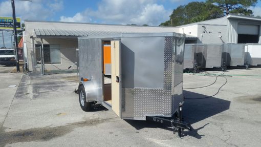 5x10 SA Trailer - Silver Frost, Ramp, Side Door, Side Vents