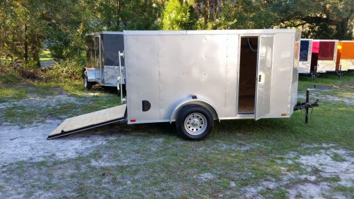 5x10 SA Trailer - Silver Frost, Ramp, Side Door, Side Vents