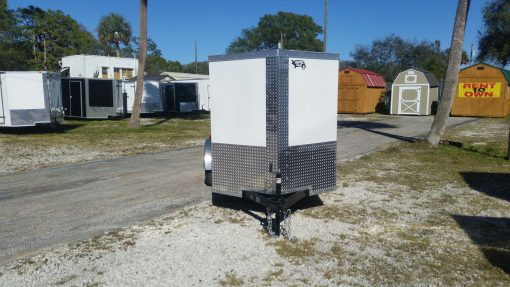 5x10 SA Trailer - White, Double Doors, Side Door, Side Vents