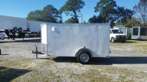 5x10 SA Trailer - White, Double Doors, Side Door, Side Vents