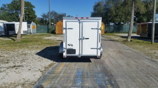 5x10 SA Trailer - White, Double Doors, Side Door, Side Vents